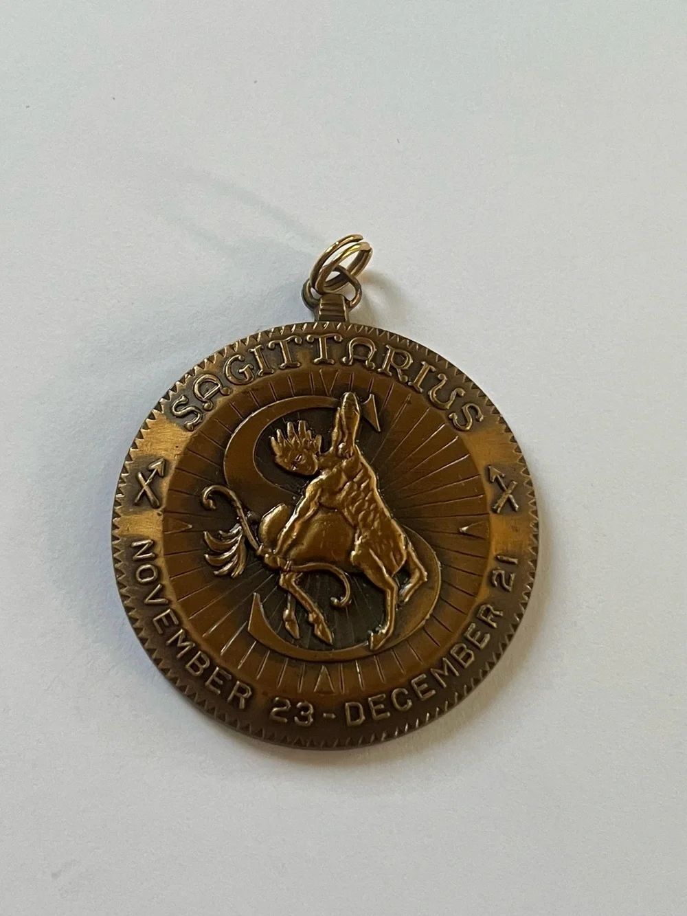 Vintage Metal Sagittarius Medal Pendant